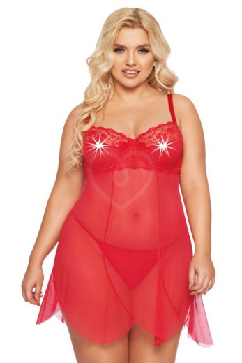 Воздушная сорочка и стринги SoftLine Carla красные фото 1