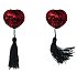 Пэстисы Burlesque Gipsy сердечки из пайеток с длинными кисточками красные с чёрным фото 4