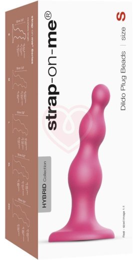 Рельефный фаллоимитатор Strap-On-Me Dildo Plug Beads размер S 12,8 см розовый фото 3