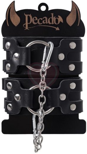 Оковы на ноги с двумя ремнями Pecado BDSM черные фото 6