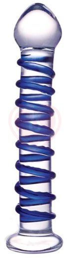 Фаллоимитатор из стекла Blue Spiral фото 1