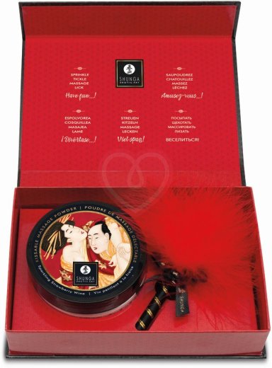 Массажная пудра с перышком Shunga Kissable Massage Powder Клубника и шампанское фото 3