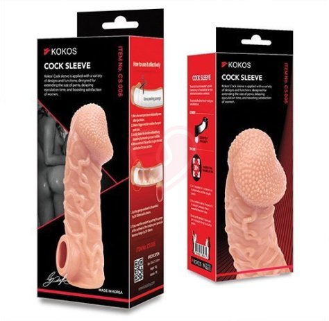 Реалистичная насадка с отверстием для мошонки Kokos Cock Sleeve CS006-M фото 2