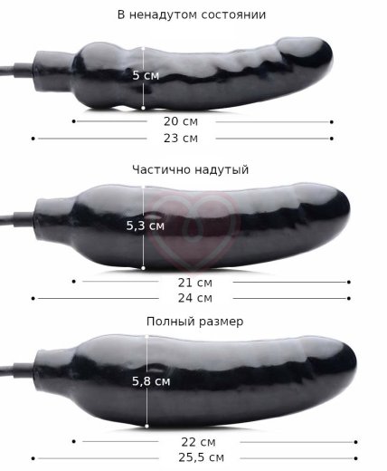 Расширяющийся фаллоимитатор Master Series Primal Inflatable Dildo чёрный фото 3