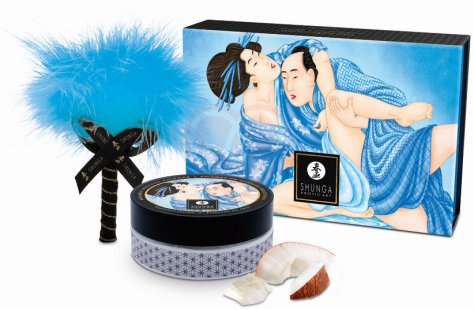 Массажная пудра с перышком Shunga Kissable Massage Powder Кокосовое волнение фото 1