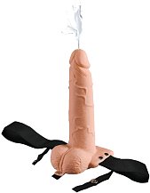 Полый страпон с функцией эякуляции Hollow Squirting Strap-On with Balls Flesh 21 см телесный