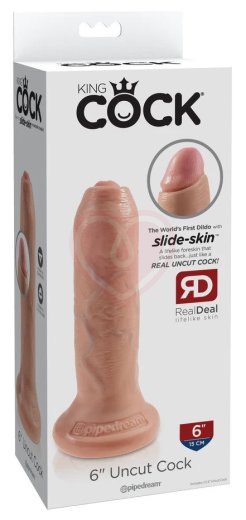 Фаллоимитатор King Cock Uncut с подвижной крайней плотью 15,2 см телесный фото 4