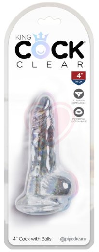 Маленький фаллоимитатор с мошонкой на присоске King Cock Clear 8 см прозрачный фото 4