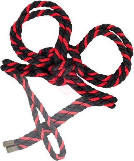Наручники-оковы из хлопковой веревки Pecado BDSM Узел-альфа черно-красные фото 2