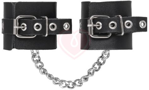 Наручники из толстой кожи с люверсами Pecado BDSM черные фото 2