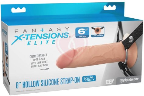 Фаллопротез Hollow Silicone Strap-On 15 см телесный фото 6
