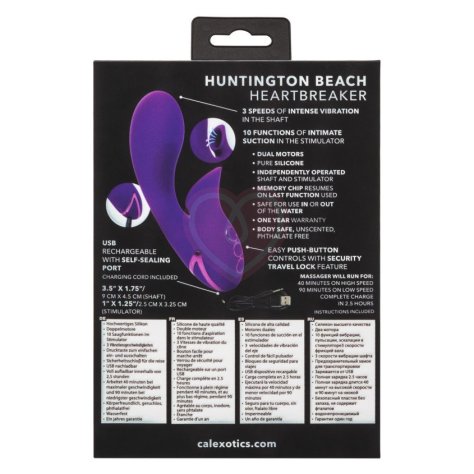 Вибратор с вакуумным стимулятором Huntington Beach Heartbreaker фиолетовый фото 8