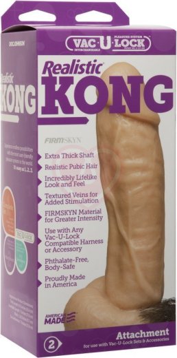 Насадка к трусикам фаллоимитатор Vac-U-Lock Realistic Kong 17 см телесная фото 3
