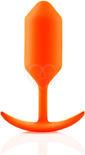 Утяжелённая анальная пробка для ношения b-Vibe Snug Plug 3 средняя оранжевая фото 1