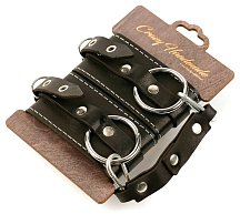 Оковы из натуральной кожи с белой строчкой Crazy Handmade