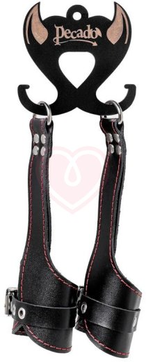 Мягкий подвес для рук с красной строчкой Pecado BDSM черный фото 6