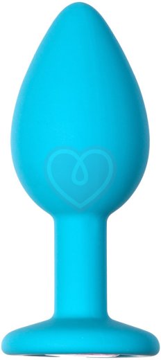 Маленькая анальная пробка Emotions Cutie Small бирюзовая с розовым кристаллом фото 2