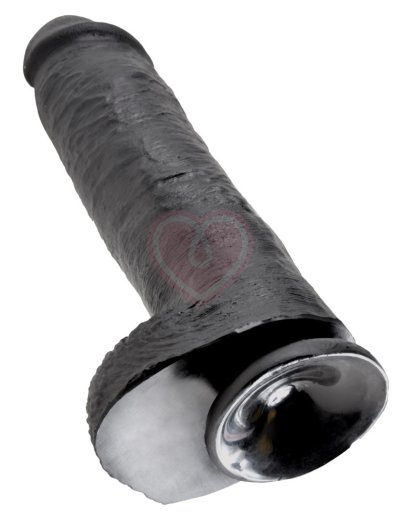 Фаллоимитатор на присоске с мошонкой King Cock with Balls 28 см чёрный фото 3