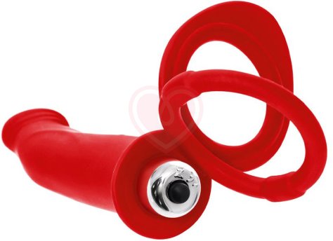 Насадка для двойного проникновения с вибропулей Toyfa Double Penetration Vibration красная фото 6