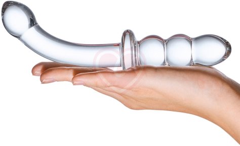 Стеклянный двухсторонний фаллоимитатор Glas Ribbed фото 4