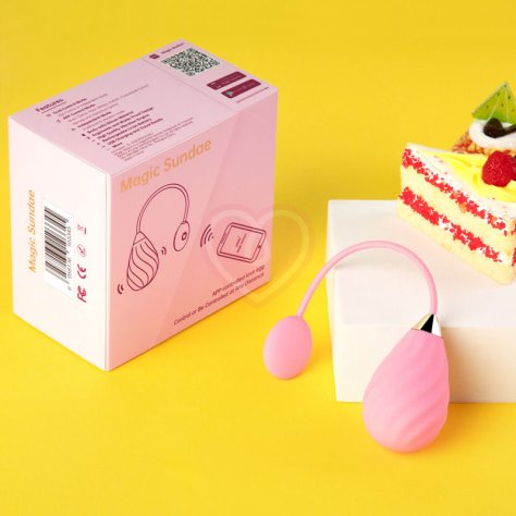 Виброяйцо с управлением от приложения Magic Sundae розовое фото 4