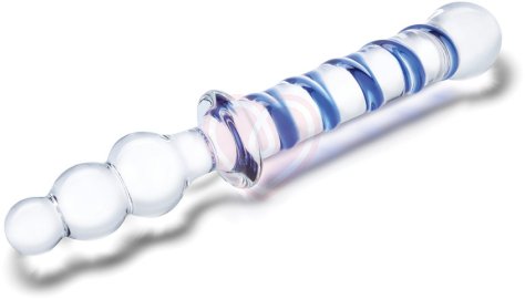 Двусторонний стеклянный рельефный фаллоимитатор Glas Twister фото 3