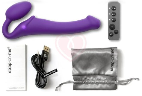 Безремневой страпон с вибрацией и пультом управления Strap-on-me XL фиолетовый фото 2