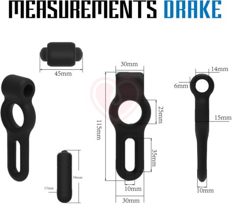 Двойное эрекционное кольцо с вибрацией Velv'Or Rooster Drake черное фото 2