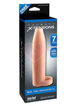 Насадка увеличитель с кольцом на мошонку Real Feel Enhancer XL 18 см телесная фото 4