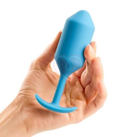 Утяжелённая анальная пробка для ношения b-Vibe Snug Plug 3 средняя голубая фото 3
