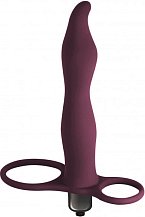 Вибронасадка для двойного проникновения с двумя кольцами Pure Passion Flirtini 16 см бордовая