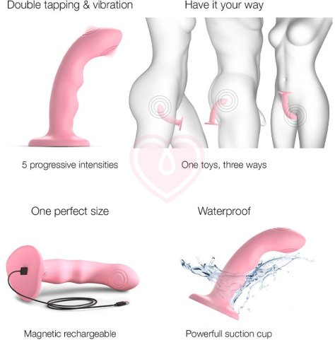 Вибратор с пульсирующей головкой Strap-On-Me Tapping Dildo Wave M розовый фото 5