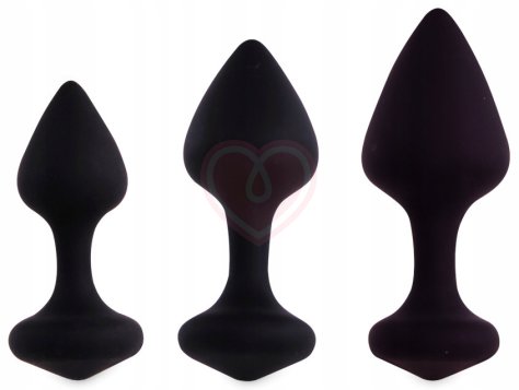 Набор из 3 анальных пробок Bibi Butt Plug Set чёрный фото 1