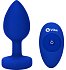 Вибропробка b-Vibe Vibrating Jewel Plug L/XL с кристаллом и пультом синяя фото 2
