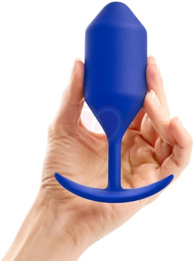 Утяжелённая анальная пробка для ношения b-Vibe Snug Plug 4 большая синяя фото 3