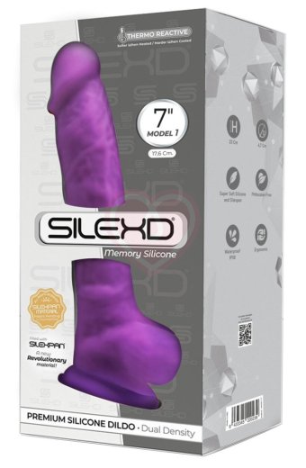 Фаллоимитатор на присоске с мошонкой SileXD Model 1 фиолетовый 17,5 см фото 2