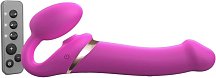 Безремневой страпон с вакуумной стимуляцией и пультом Strap-On-Me Multi Orgasm L фуксия