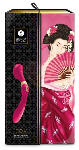 Двухсторонний вибратор Shunga ZOA малиновый фото 2