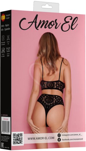 Комплект Amor El из топа и трусиков с узором калейдоскоп чёрный фото 4