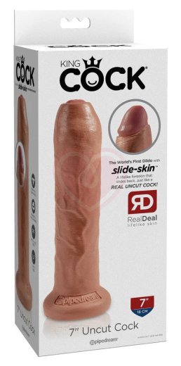 Фаллоимитатор King Cock Uncut с подвижной крайней плотью 18 см мулат фото 4