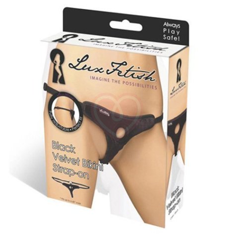 Бархатные трусики для страпона Black Velvet Bikini Strap-On фото 2