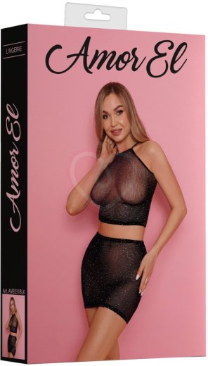 Комплект Amor El из топа и юбки со стразами чёрный фото 3