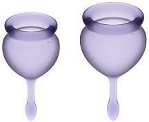 Набор из 2 менструальных чаш с кончиком-капелькой Satisfyer фиолетовый