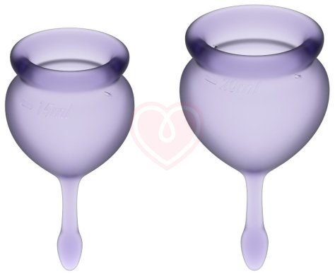 Набор из 2 менструальных чаш с кончиком-капелькой Satisfyer фиолетовый фото 1