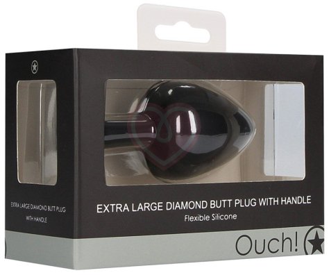 Анальная пробка для ношения с кристаллами Extra Large Diamond Butt Plug With Handle фото 5