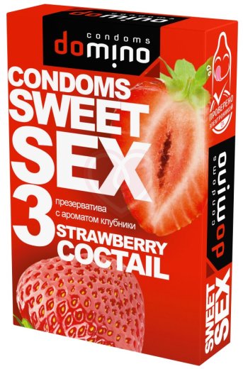 Оральные презервативы Domino Sweet Sex Клубничный коктейль 3 шт фото 1