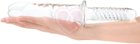 Стеклянный фаллоимитатор с ручкой Girthy Cock Double Ended With Handle прозрачный фото 4