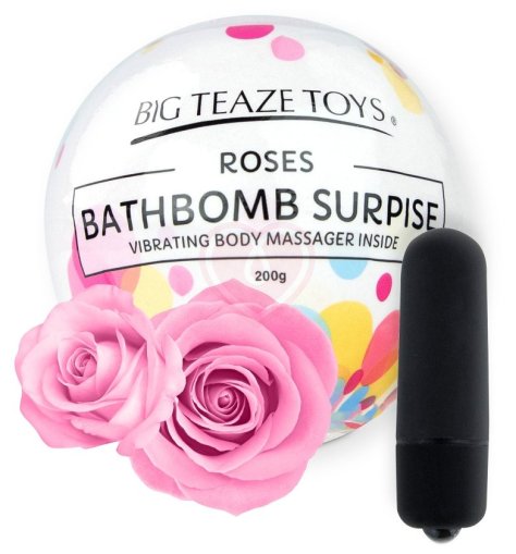Бомбочка для ванны с вибропулей внутри Bath Bomb Surprise аромат розы фото 1