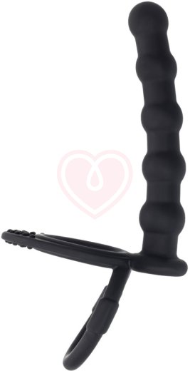 Фактурная насадка для двойного проникновения Toyfa Double Penetration чёрная фото 1
