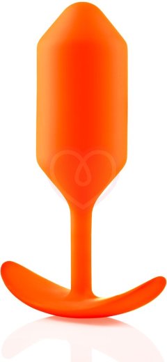 Утяжелённая анальная пробка для ношения b-Vibe Snug Plug 3 средняя оранжевая фото 3